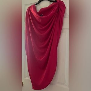 Pink satin material rushed skirt